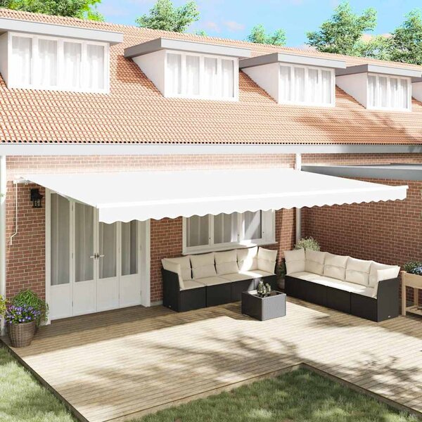 Skrovita tenda Bijelo 600 × 300 cm Poliester i aluminij - Bijela / 600 × 300 cm