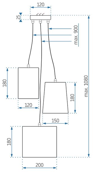 Moderna stropna svjetiljka App971-3cp Mix Boje