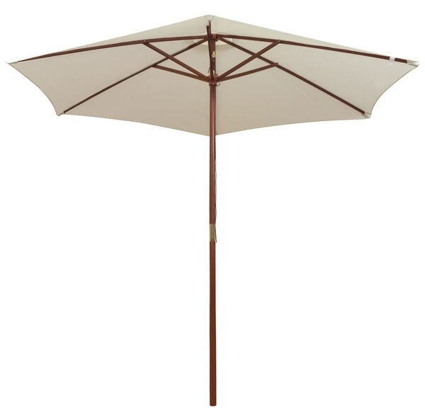 Suncobran 270 x 270 cm s drvenim stupom krem bijeli - Bijela / N/A