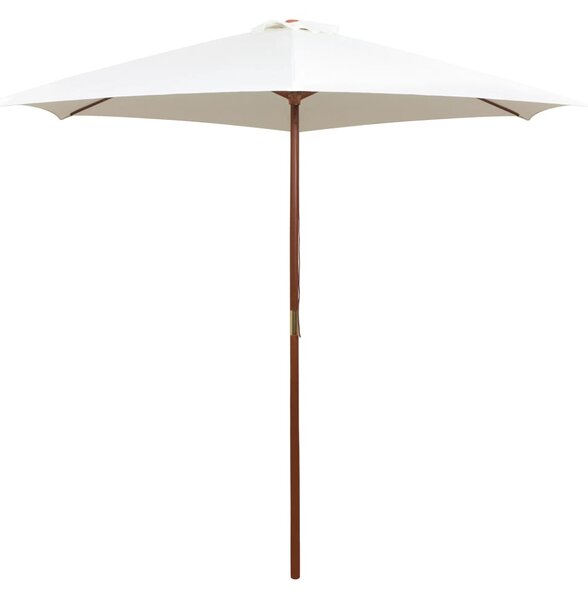 Suncobran 270 x 270 cm s drvenim stupom krem bijeli - Bijela / N/A