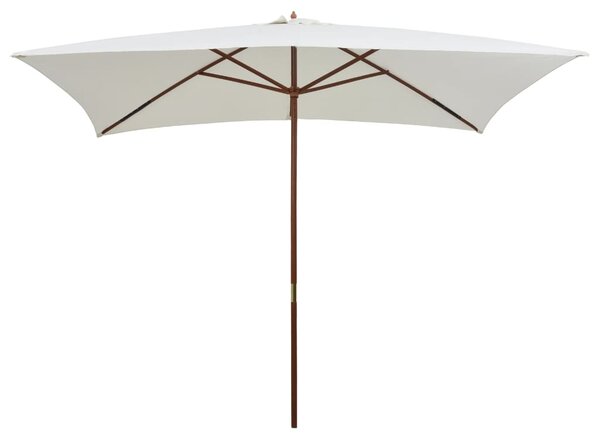 Suncobran 200 x 300 cm s drvenim stupom krem bijeli - Bijela / N/A
