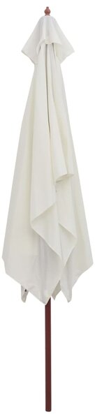 Suncobran 200 x 300 cm s drvenim stupom krem bijeli - Bijela / N/A