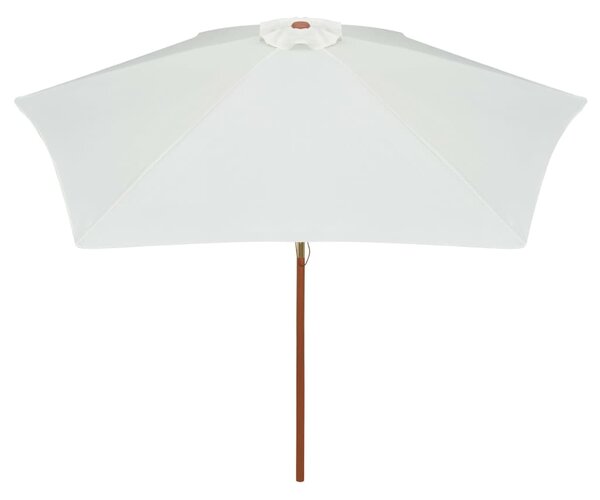 Suncobran 270 x 270 cm s drvenim stupom krem bijeli - Bijela / N/A