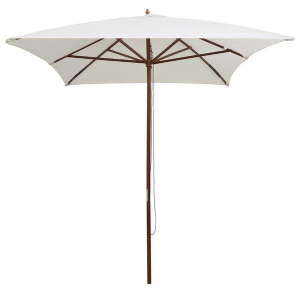 Suncobran 200 x 300 cm s drvenim stupom krem bijeli - Bijela / N/A