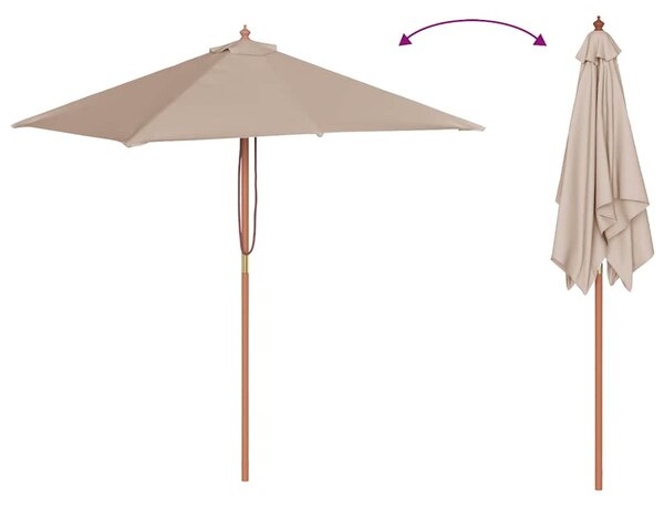 Vanjski suncobran s drvenim stupom 150 x 200 cm smeđesivi - Tupe / N/A