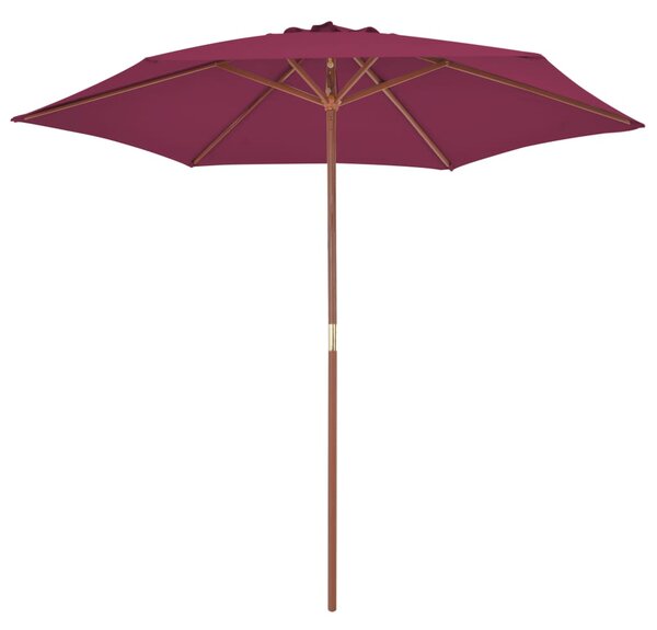 Vanjski suncobran s drvenim stupom 270 cm bordo - Crvena / N/A