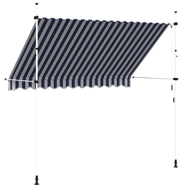 Tenda na ručno uvlačenje 300 cm plavo-bijela prugasta - Plava / N/A