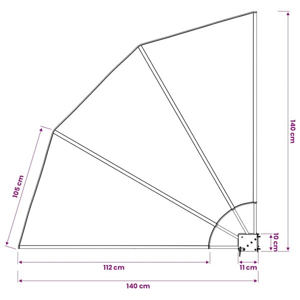 Sklopiva bočna tenda siva 140 x 140 cm - Siva / 140 x 140 cm