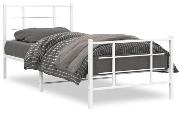 Metalni okvir kreveta uzglavlje i podnožje bijeli 90x190 cm - Bijela / 90 x 190 cm