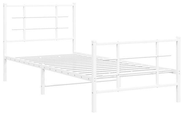 Metalni okvir kreveta uzglavlje i podnožje bijeli 90x190 cm - Bijela / 90 x 190 cm