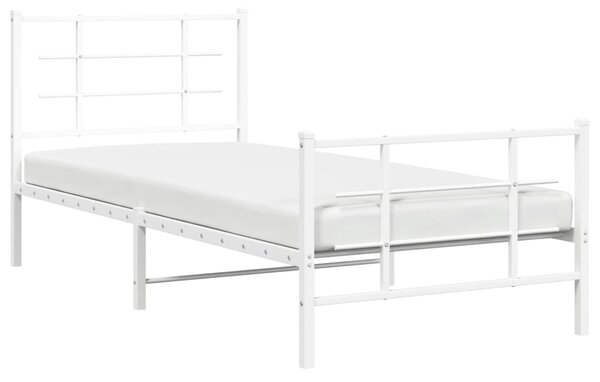Metalni okvir kreveta uzglavlje i podnožje bijeli 90x190 cm - Bijela / 90 x 190 cm