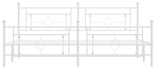 Metalni okvir kreveta uzglavlje i podnožje bijeli 193x203 cm - Bijela / 193 x 203 cm