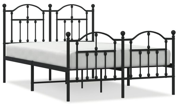 Metalni okvir kreveta uzglavlje i podnožje crni 120x190 cm - Crna / 120 x 190 cm