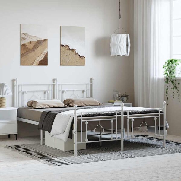 Metalni okvir kreveta uzglavlje i podnožje bijeli 193x203 cm - Bijela / 193 x 203 cm