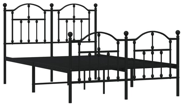 Metalni okvir kreveta uzglavlje i podnožje crni 120x190 cm - Crna / 120 x 190 cm