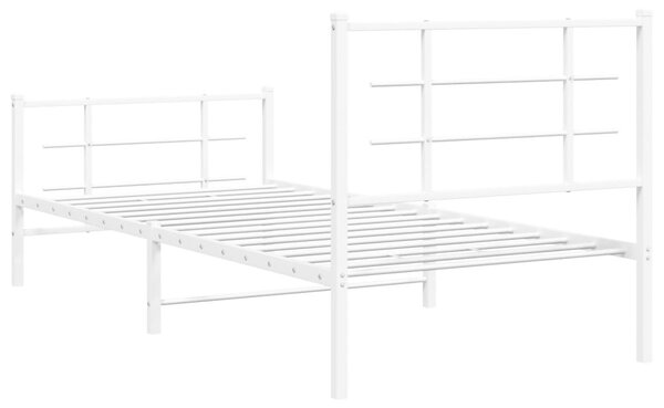 Metalni okvir kreveta uzglavlje i podnožje bijeli 90x190 cm - Bijela / 90 x 190 cm