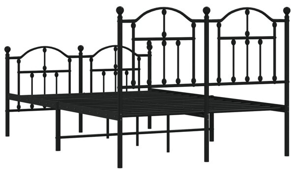 Metalni okvir kreveta uzglavlje i podnožje crni 120x190 cm - Crna / 120 x 190 cm