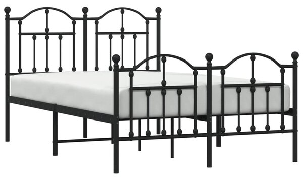 Metalni okvir kreveta uzglavlje i podnožje crni 120x190 cm - Crna / 120 x 190 cm