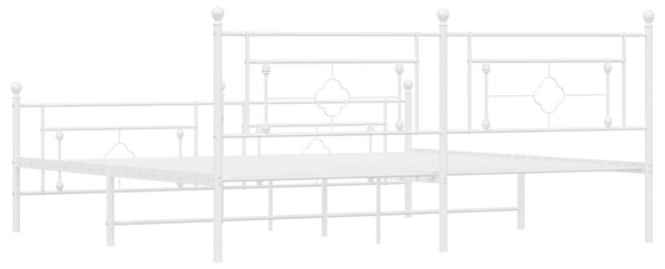 Metalni okvir kreveta uzglavlje i podnožje bijeli 193x203 cm - Bijela / 193 x 203 cm