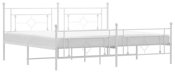 Metalni okvir kreveta uzglavlje i podnožje bijeli 193x203 cm - Bijela / 193 x 203 cm