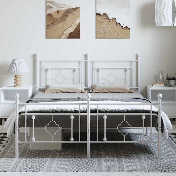 Metalni okvir kreveta uzglavlje i podnožje bijeli 193x203 cm - Bijela / 193 x 203 cm