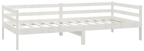 Dnevni ležaj s madracem 90 x 200 cm bijeli od masivne borovine - Bijela / N/A