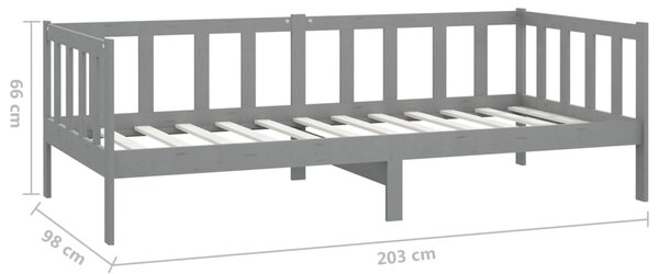 Dnevni ležaj s madracem 90 x 200 cm sivi od masivne borovine - Siva / Default