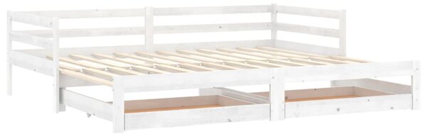 Dnevni ležaj na izvlačenje 2 x (90 x 200) cm bijeli od borovine - Bijela / N/A