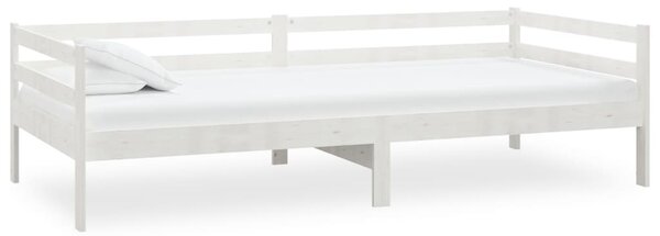 Dnevni ležaj s madracem 90 x 200 cm bijeli od masivne borovine - Bijela / N/A