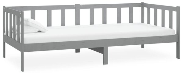 Dnevni ležaj s madracem 90 x 200 cm sivi od masivne borovine - Siva / Default