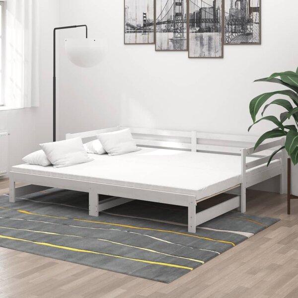 Dnevni ležaj na izvlačenje 2 x (90 x 200) cm bijeli od borovine - Bijela / N/A