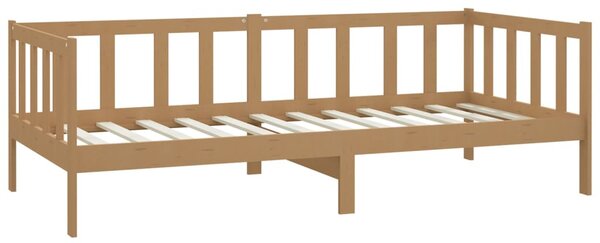 Dnevni ležaj s madracem 90x200 cm boja meda od masivne borovine - Smeđa / N/A