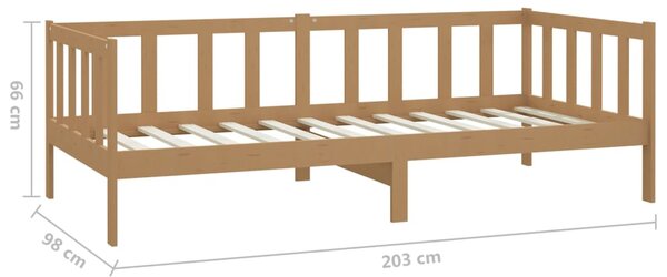 Dnevni ležaj s madracem 90x200 cm boja meda od masivne borovine - Smeđa / N/A