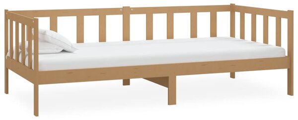 Dnevni ležaj s madracem 90x200 cm boja meda od masivne borovine - Smeđa / N/A