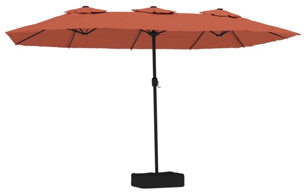 Dvostruki vrtni suncobran s LED svjetlima terakota 449 x 265 cm - Narančasta / N/A