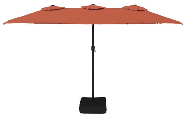 Dvostruki vrtni suncobran s LED svjetlima terakota 449 x 265 cm - Narančasta / N/A