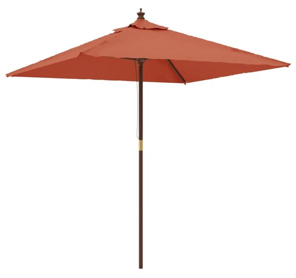 Vrtni suncobran s drvenim stupom terakota 198 x 198 x 231 cm - Smeđa / N/A