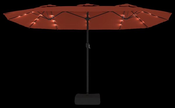 Dvostruki vrtni suncobran s LED svjetlima terakota 449 x 265 cm - Narančasta / N/A