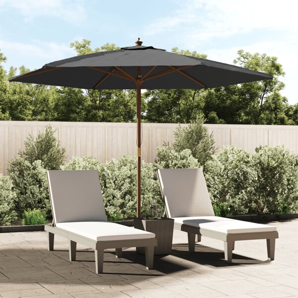 Vrtni suncobran s drvenim stupom antracit 299 x 240 cm - Antracitno siva / N/A