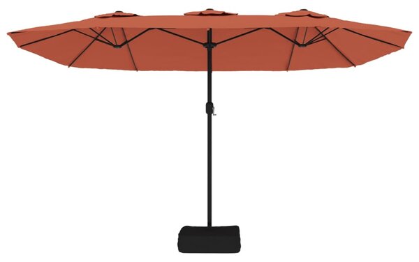 Dvostruki vrtni suncobran s LED svjetlima terakota 449 x 265 cm - Narančasta / N/A