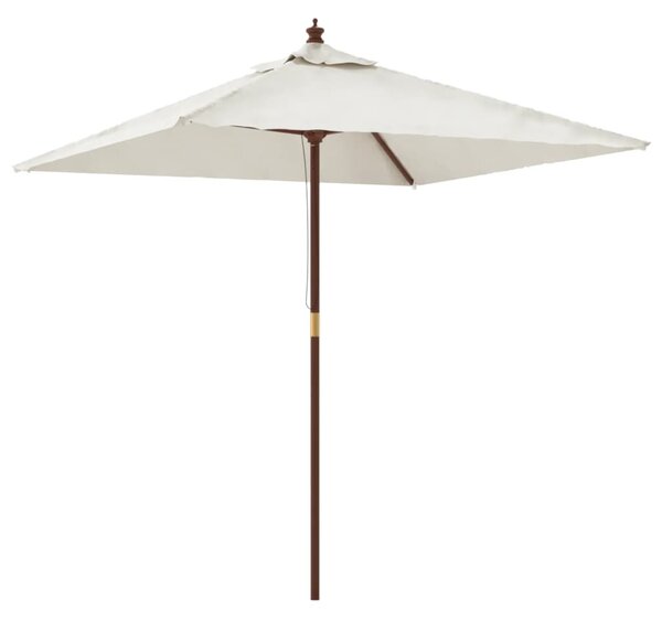 Vrtni suncobran s drvenim stupom boja pijeska 198x198x231 cm - Bijela / N/A