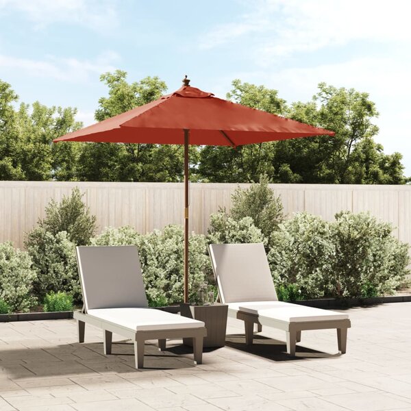 Vrtni suncobran s drvenim stupom terakota 198 x 198 x 231 cm - Smeđa / N/A
