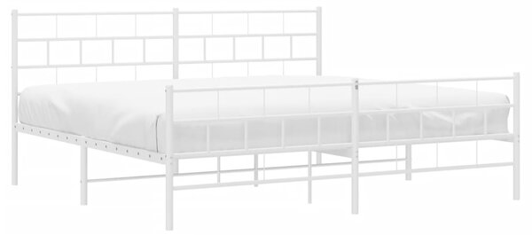 Metalni okvir kreveta uzglavlje i podnožje bijeli 200x200 cm - Bijela / 200 x 200 cm