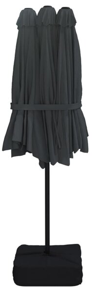 Dvostruki vrtni suncobran crni 449 x 265 cm - Crna / N/A