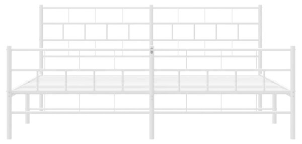 Metalni okvir kreveta uzglavlje i podnožje bijeli 200x200 cm - Bijela / 200 x 200 cm