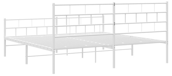 Metalni okvir kreveta uzglavlje i podnožje bijeli 200x200 cm - Bijela / 200 x 200 cm