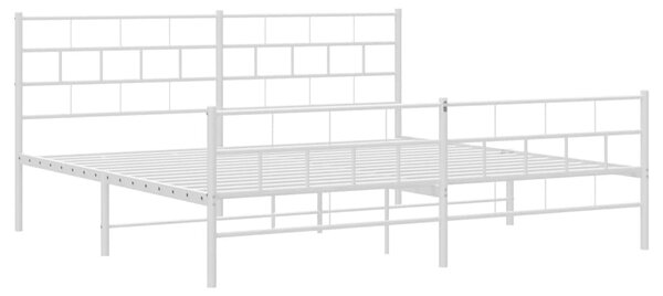 Metalni okvir kreveta uzglavlje i podnožje bijeli 200x200 cm - Bijela / 200 x 200 cm