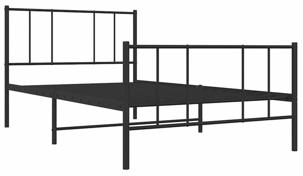 Metalni okvir kreveta uzglavlje i podnožje crni 90x190 cm - Crna / 90 x 190 cm