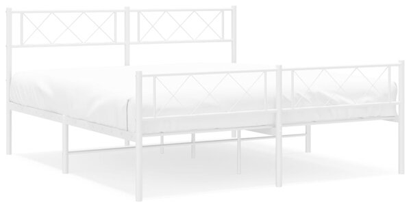 Metalni okvir kreveta uzglavlje i podnožje bijeli 120x200 cm - Bijela / 120 x 200 cm