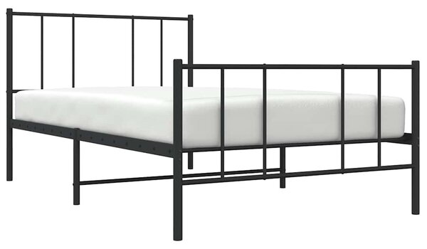 Metalni okvir kreveta uzglavlje i podnožje crni 90x190 cm - Crna / 90 x 190 cm